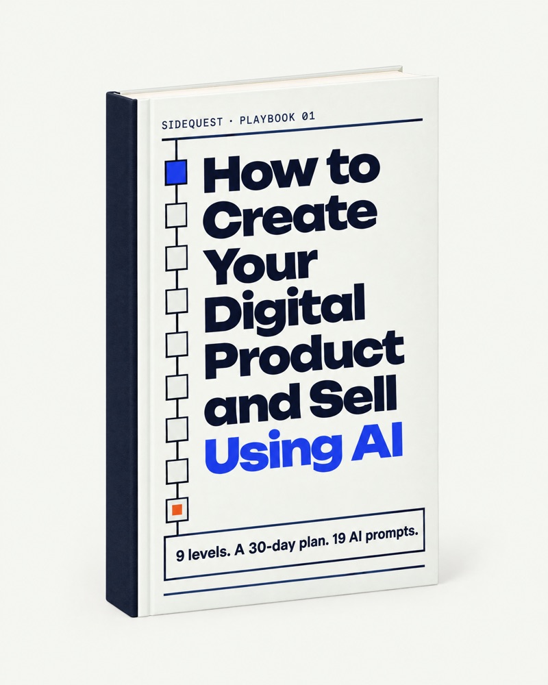 How to Create Your Digital Product and Sell Using AI, shown as a book.